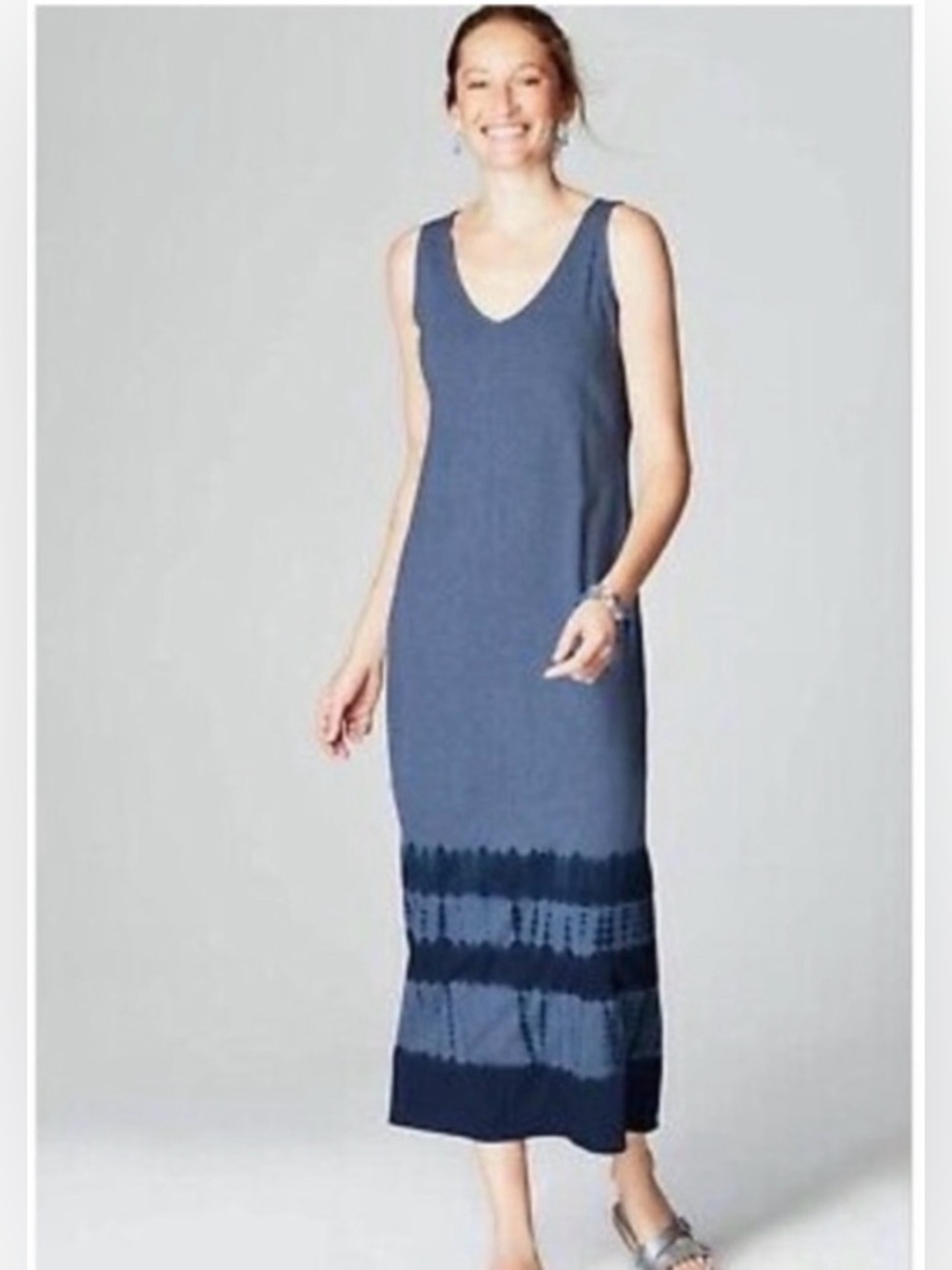 J. JILL PUREJILL Blue PJ Tie-Dyed Maxi Dress Size Medium Petite
